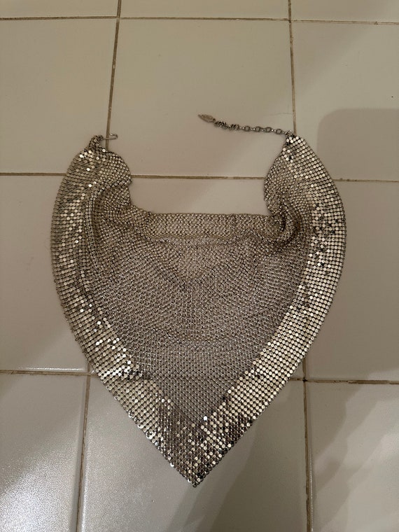 Vintage Whiting Davis silver mesh bib - image 5