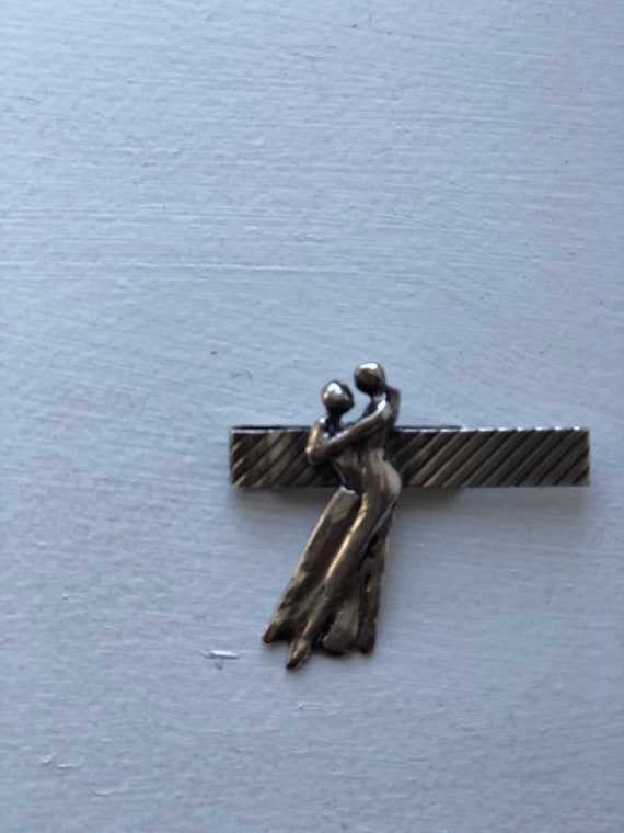 Vintage ballroom dancers sterling tie clip