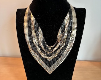 Vintage rare Whiting Davis mesh bib necklace