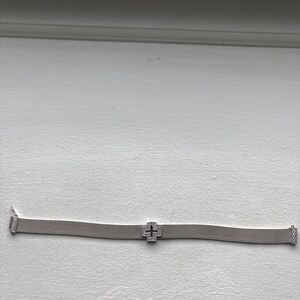 Vintage sterling mesh Cross CZ bracelet