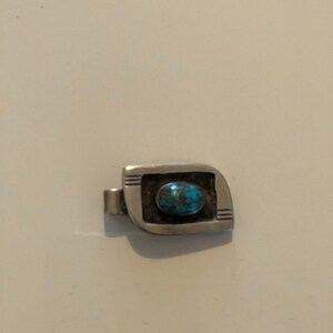 Vintage Sterling Turquoise Navajo tie clip