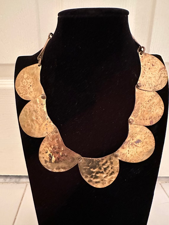 Vintage brass modernist necklace