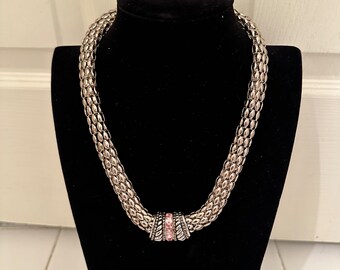 Vintage silver mesh pink rhinestone set