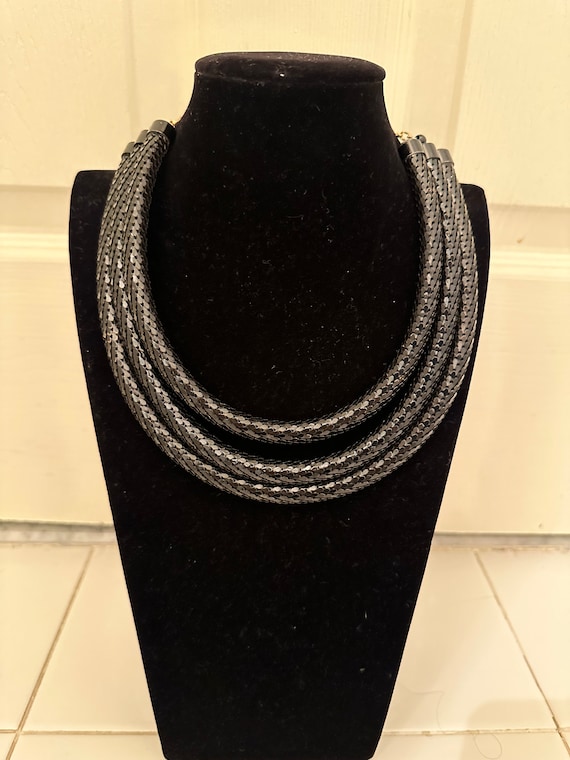 Vintage Whiting Davis black mesh necklace - image 1