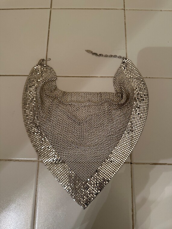 Vintage Whiting Davis silver mesh bib - image 4