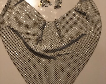 Vintage weiße Whiting Davis Kette und Ohrringe Set