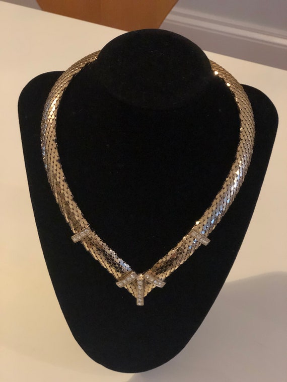 Vintage mesh rhinestone necklace