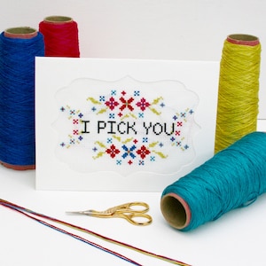 Cross Stitch Card kit di San Valentino, scelgo te, cartolina d'auguri fai da TE