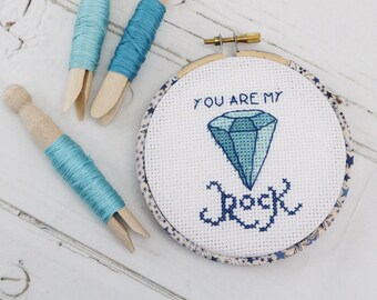 You Are My Rock. Embroidery Hoop, Cross Stitch, Wall Hanging Kit. Cross Stitch Gift Set. Christmas Gift For Idea for Craft Lovers.craft kit