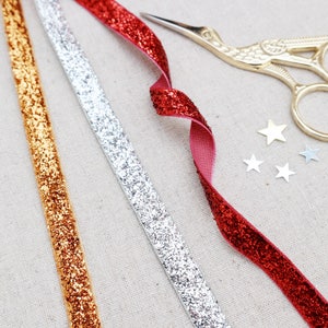 Metallic Samtband Kollektion. Glitzerndes Samtband. 4 Meter.