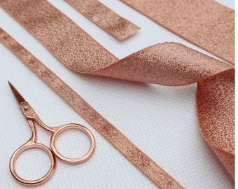 Rose Gold Ribbon Collection. Rose Gold Lame Ribbon. 3mm, 7mm, 15mm, 25mm, 40mm craft ribbon. Ribbon. wedding Ribbon. Metallic Ribbon