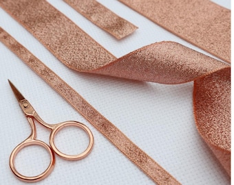 Rose Gold Lame Ribbon. 3mm, 7mm, 15mm, 25mm, 40mm ribbon