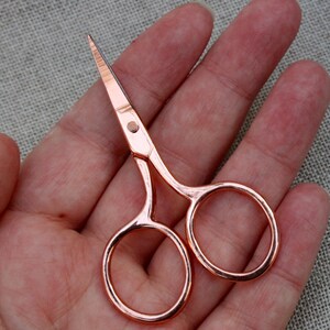 Mini Rose Gold Embroidery Scissors. 6.5 cm needle craft scissors. Rose Gold Scissors. Small Embroidery Scissors. Embroidery Gift Idea. image 2