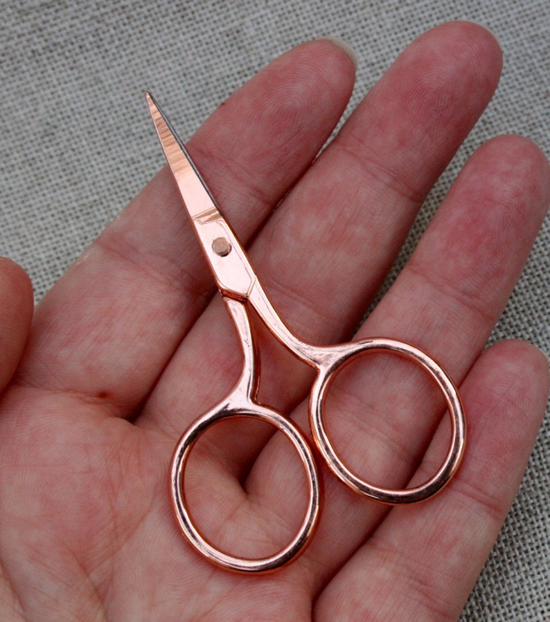 Mini Rose Gold Embroidery Scissors. 6.5 cm needle craft scissors. Rose Gold Scissors. Small Embroidery Scissors. Embroidery Gift Idea. image 2