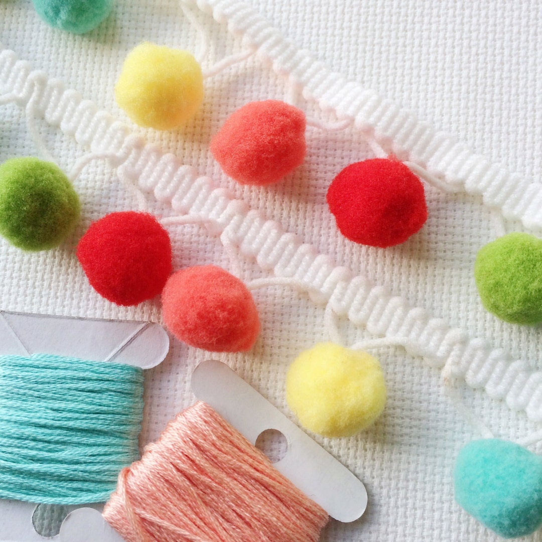 Pom Pom Trim. Multi Coloured Pom Pom Trim 15 Mm Pom Poms . Etsy