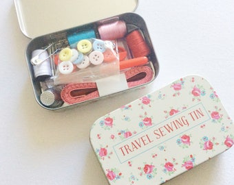 Travel Sewing Kit. Small Sewing Tin. Stitching Tools. Small Gift For Mom. Collage Student Gift, Stocking filler.