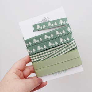 Festive  Forest Green Ribbon Collection.  Gift Wrapping Ribbon . Rustic Green Ribbon Collection. woodland Gift Wrapping.