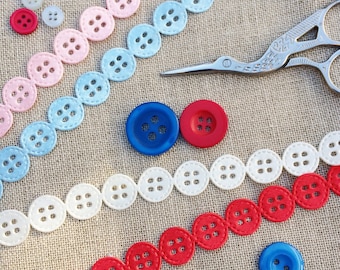 Button Ribbon. Cut-Out Button Ribbon. 3 meters Blue, Pink, Red or Cream Ribbon.