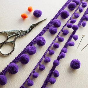 Royal Purple Pom Pom Trim. Rich Purple Pom Pom&#39;s. Mini pom pom Trim.