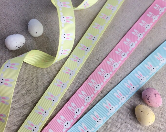 Pastle Bunny Ribbon. Rabbit Ribbon. Easter Print Craft. Baby Shower ...