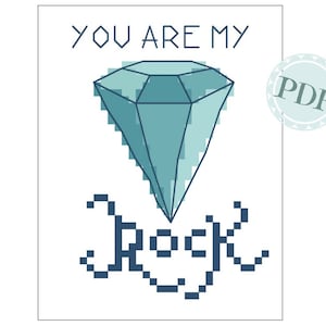 Diamond 'You Are My Rock', Cross Stitch, PDF chart