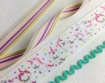 Cute Baby Unicorn Ribbon. 5 Meters. Pretty pastel Ribbon, Fairy Tale Ribbon.  Unicorn Party.