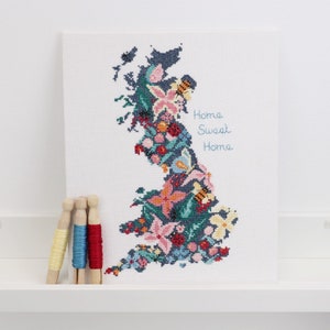 Moderne Cross Stitch Kit. Home Sweet Home Cross Stitch Kit. Kaart kruis steek kit. Engelse Kruissteek. Craft kit