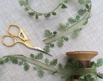 Eikenblad lint. Trouwlint. Sheer Center Leaf Lint. Botanisch lint - bosambacht.