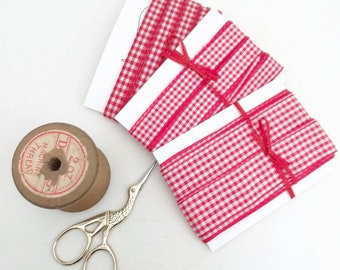 Red Gingham Ribbon. Traditional Holiday Ribbon