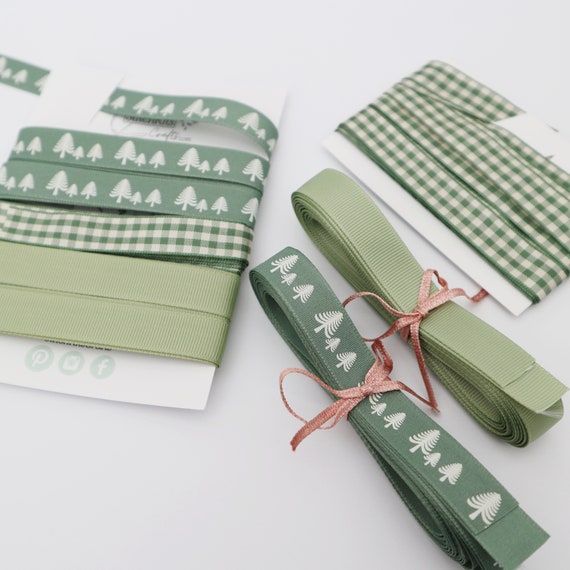 Festive Forest Green Ribbon Collection. Gift Wrapping Ribbon