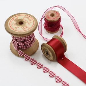 Valentines, Red Heart Ribbon collection. Red Satin Ribbon. Valentines Ribbon. Red Gift Wrapping Ribbons