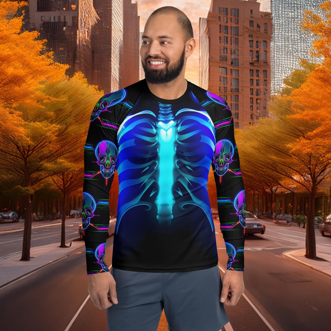 Neon Skeleton Mens Rash Guard - Etsy
