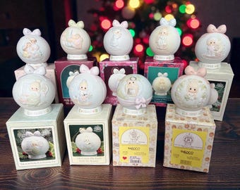 Precious Moments Annual Ball Ornament with Base - 1989 - 1997  - Vintage Ornaments