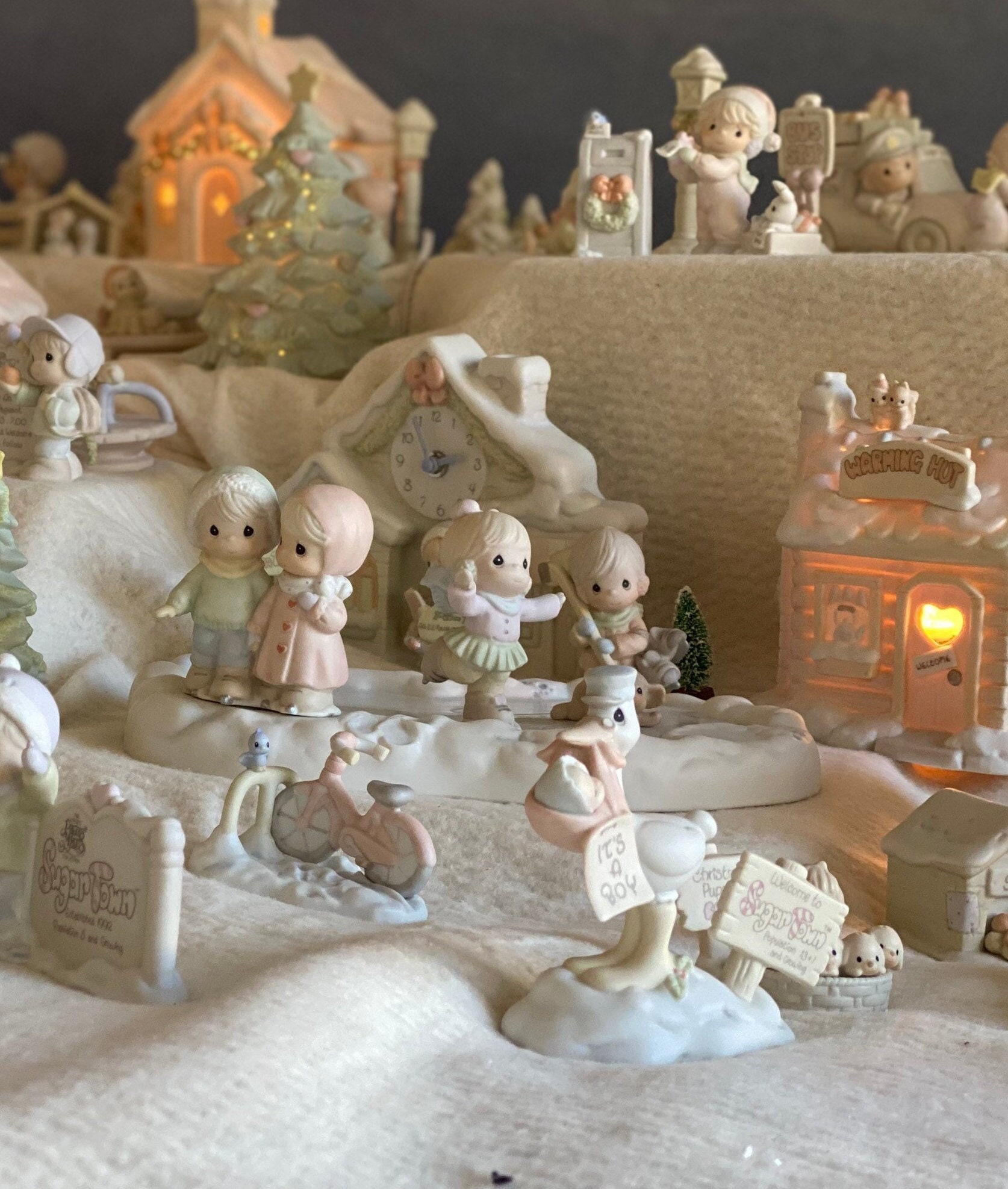Two Sets Hawthorne Village Precious Moments Santa Precious moments Christmad village main image 2