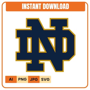 May include: A navy blue and gold logo with the text "INSTANT DOWNLOAD" at the top. The logo features the letters "ND" in a stylized design. Below the logo are file type icons: AI, PNG, JPG, and SVG.