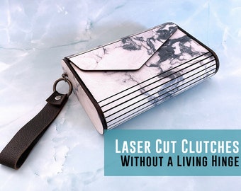 Laser Cut Clutches 2 Styles, Non-Living Scharnier, Video-Tutorial (DIGITALE DATEIEN - Glowforge Ready)