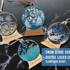 Snow globe Shaker Ornaments  *DIGITAL FILE for Laser cutting / Glowforge*