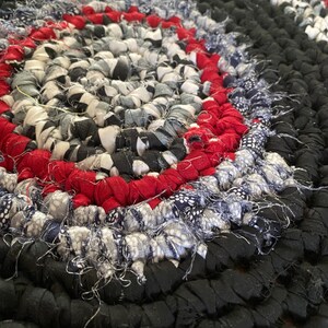 Rag Rug Red Black Bulldog Handmade 100% Cotton Accent Farmhouse Kitchen ...