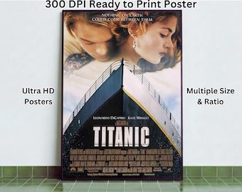 Affiche du film Titanic | Art mural des années 90 | Affiche du Titanic | Affiche de film classique | James Cameron | Leonardo DiCaprio | uvres d'art sur le Titanic
