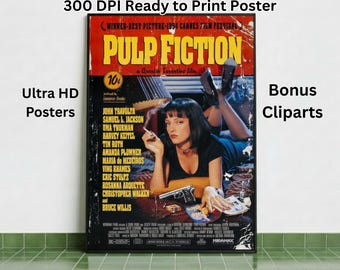Pulp Fiction (1994) Vintage Movie Poster | Quentin Tarantino Retro Wall Art | 90s Film Digital Download Printable for Home Theater Decor
