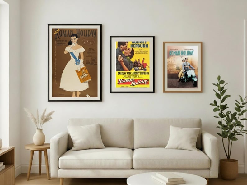 Roman Holiday (1953) Vintage Movie Poster | Audrey Hepburn Mid-century ...