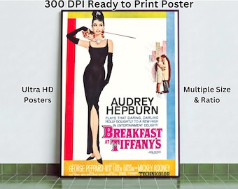 印刷可能な「ティファニーで朝食を」1961年ヴィンテージポスター