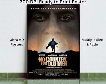 No Country For Old Men Poster, Old Movie Poster | Vintage Poster Art Wall Art, Movie Poster Decor | Printable Film Poster, Digital Download
