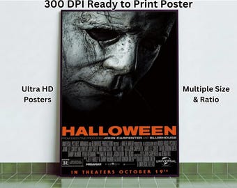 Póster de película de Halloween 2018, póster de Halloween, póster de película vintage, decoración de póster de película, póster de película de terror imprimible