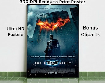 Affiche de film minimaliste The Dark Knight (2008), art du film de Christopher Nolan, téléchargement numérique, art mural imprimable pour décoration de cinéma maison