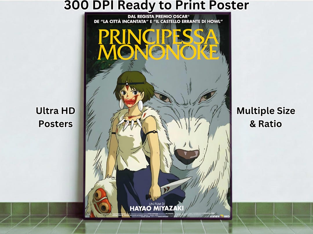 Princess Mononoke Poster | Studio Ghibli Wall Art | Hayao Miyazaki Print |  Ghibli Movie Poster | Mononoke Anime Digital Download - Etsy, image size:1080x810