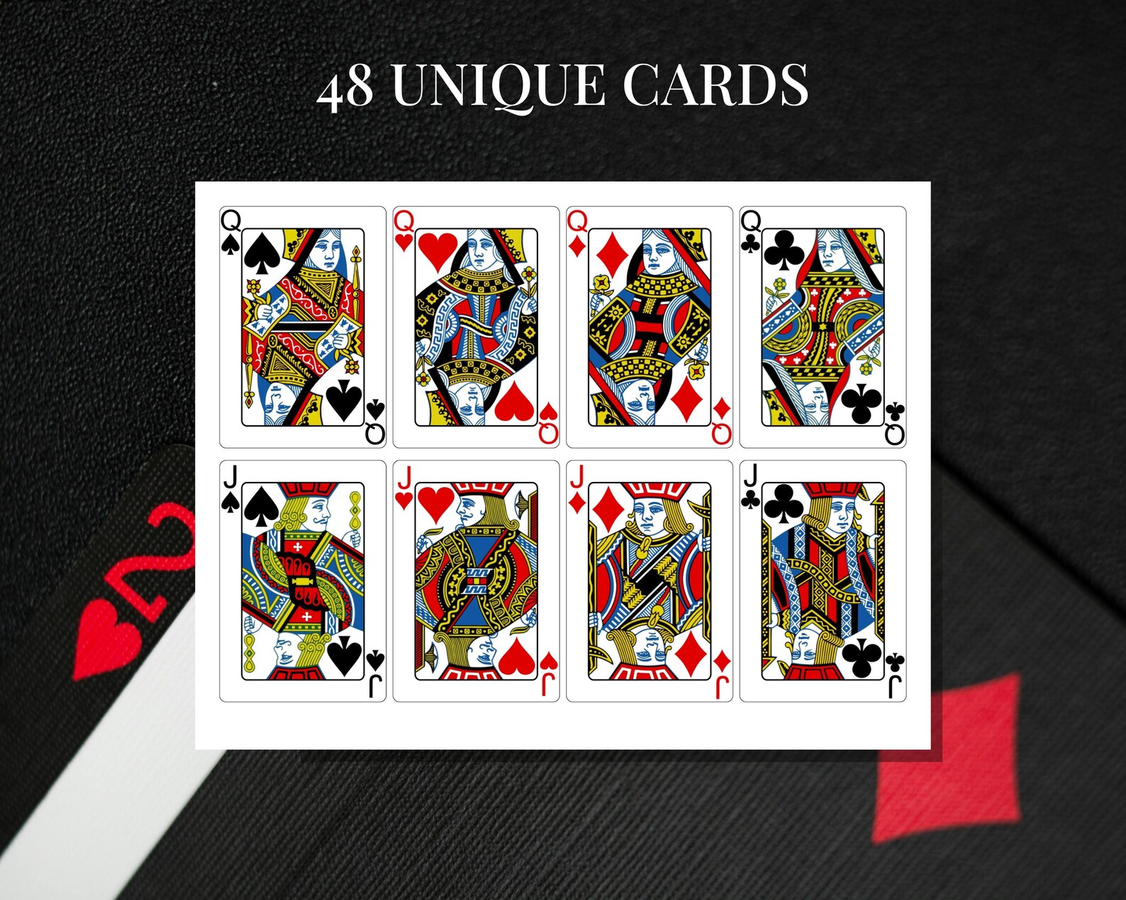Printable POKENO Game Cards — Modern Playing Card Style 48 Cards