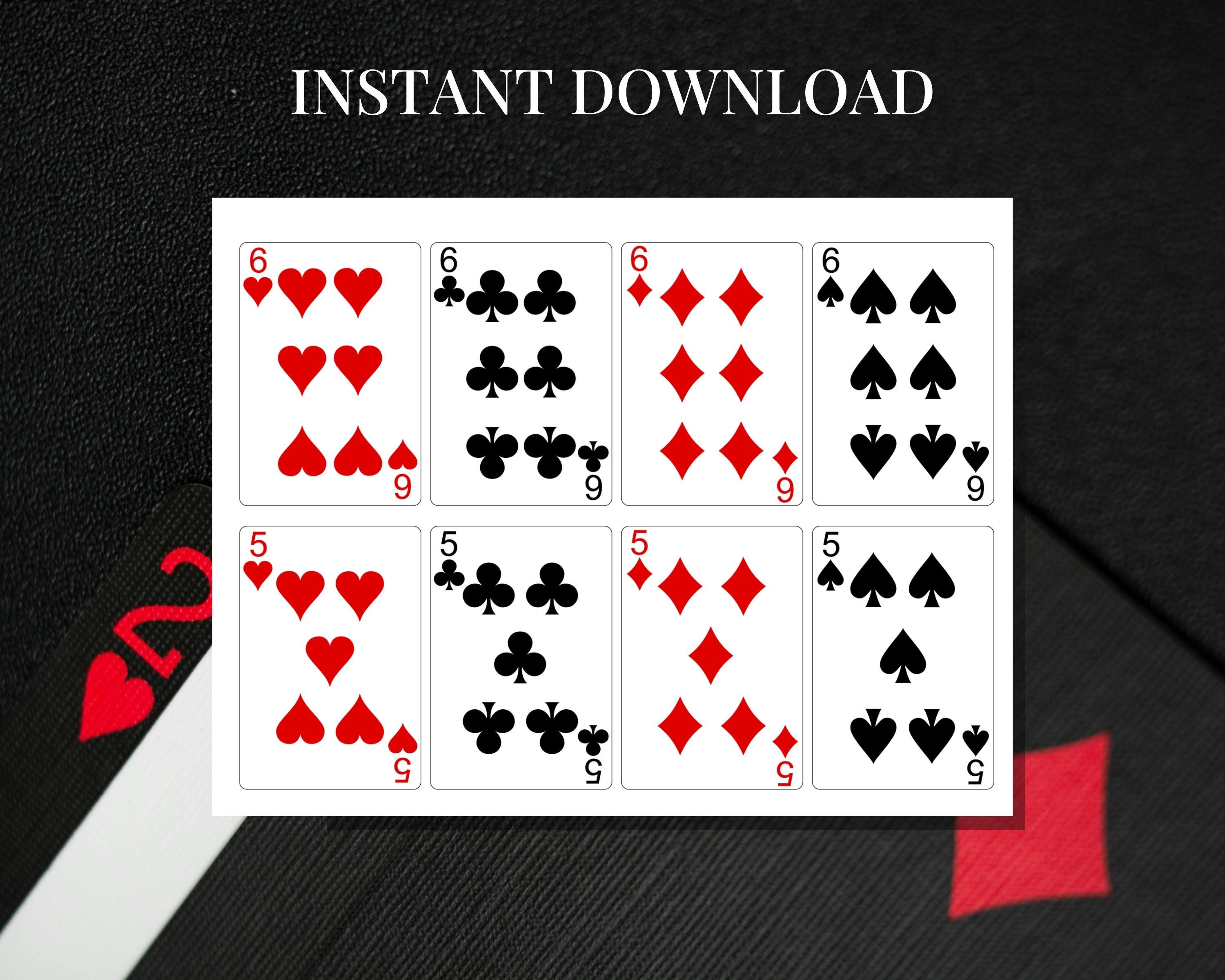 Printable POKENO Game Cards — Modern Playing Card Style 48 Cards