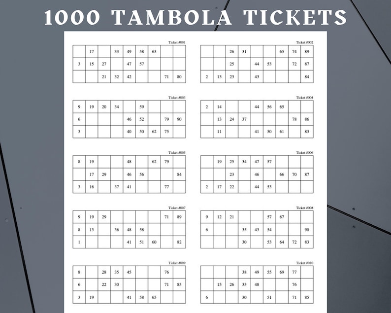 Printable Tambola Tickets 11000 Indian Housie Bingo (PDF) Etsy