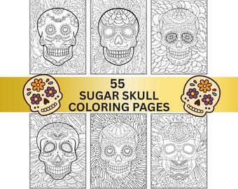 Sugar Skull Coloring Pages - 55 Calavera Designs (Instant Download)